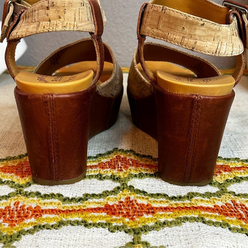 Kork-Ease Womens Keirn ankle strap cork/leather platform wedges sz 7​ - Picture 7 of 10